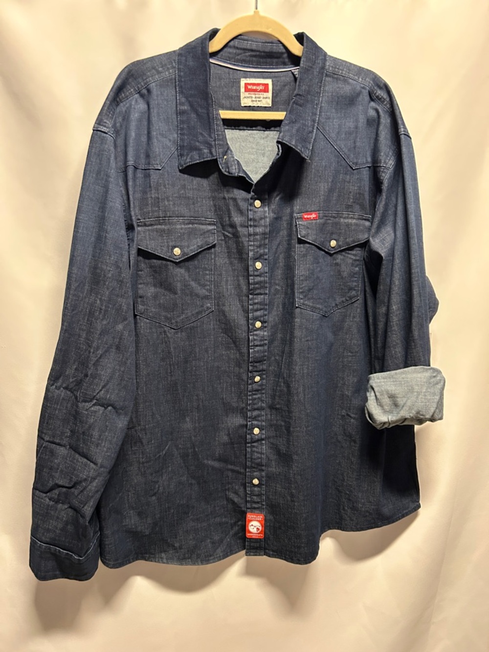 Wrangler Dark Blue Denim Snap Button 3XL Slimfit